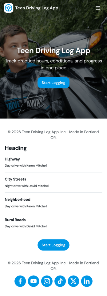 Teen Driving Log App Template