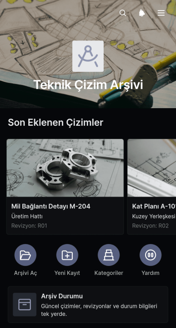 Teknik Çizim Arşivi Uygulama Șablonu