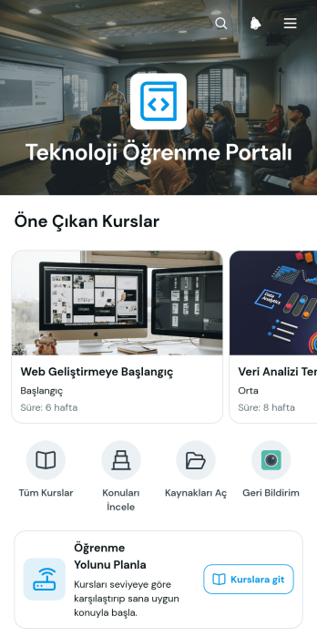 Teknoloji Öğrenme Portalı Uygulama Șablonu