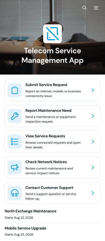 Telecom Service Management App Template