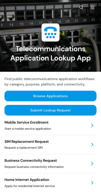 Telecommunications Application Lookup App Template