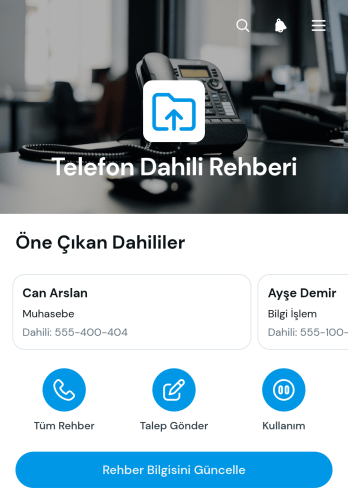 Telefon Dahili Numara Yönetimi Uygulama Șablonu