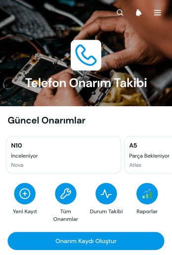 Telefon Onarımı Takip Uygulama Șablonu