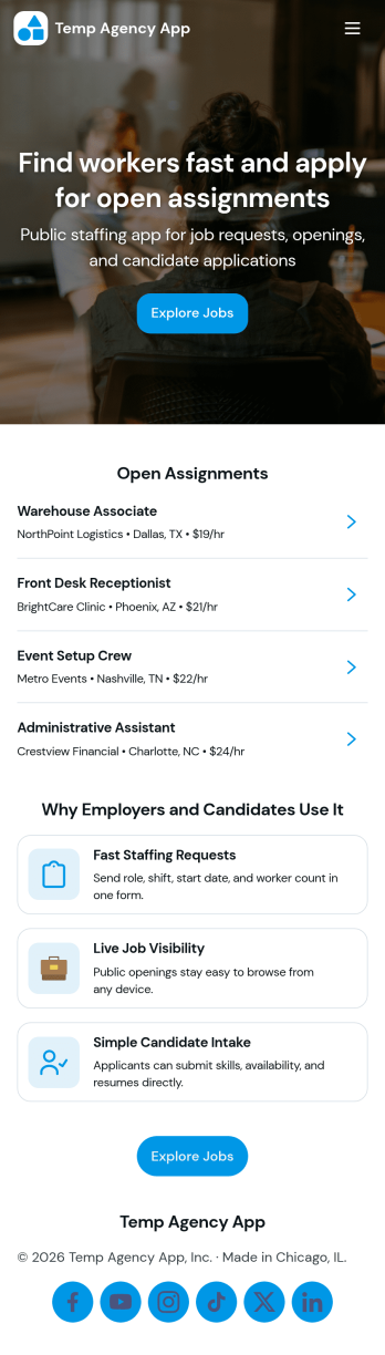 Temp Agency App Template