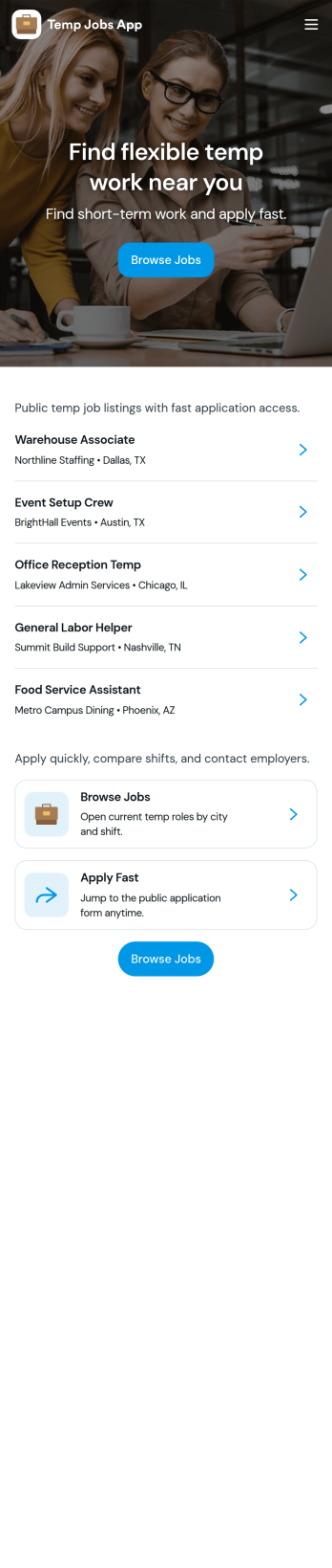 Temp Jobs App Template