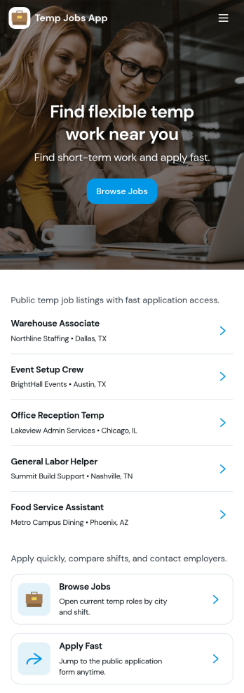 Temp Jobs App Template
