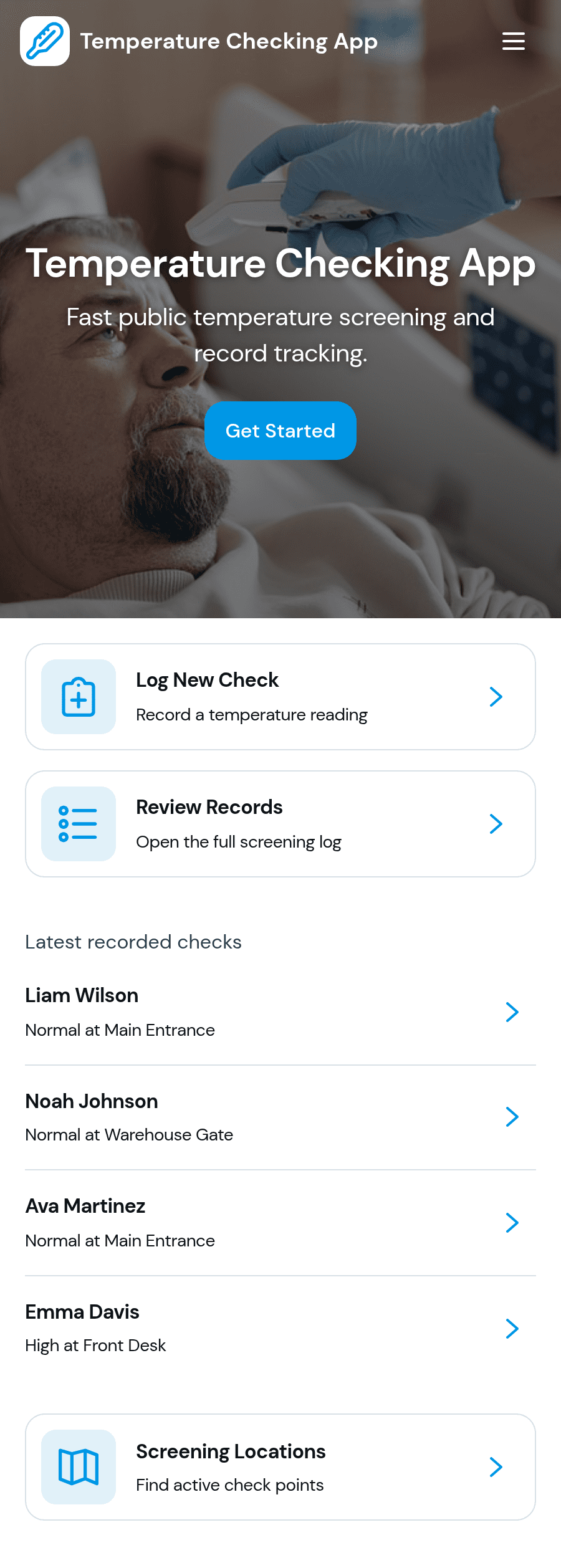 Temperature Checking App Template | Jotform