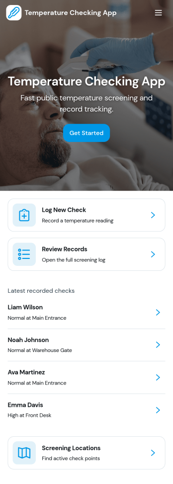 Temperature Checking App Template