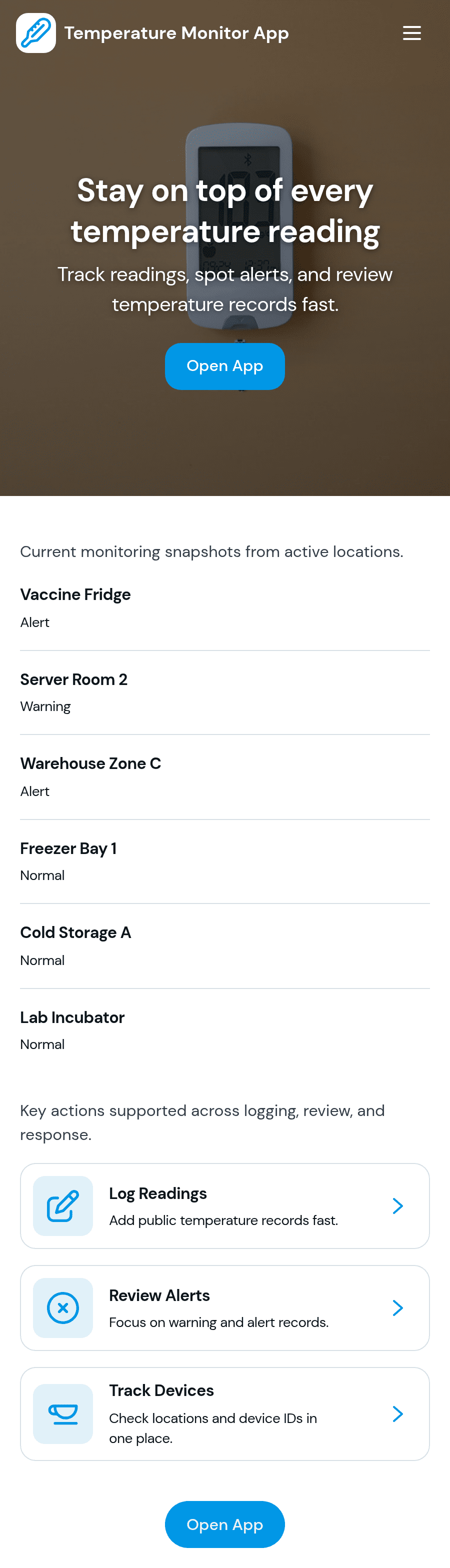 Temperature Monitor App Template | Jotform