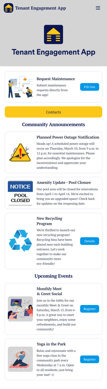 Tenant Engagement App Template