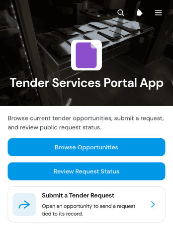 Tender Services Portal App Template