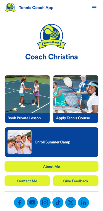 Tennis Coach App Template