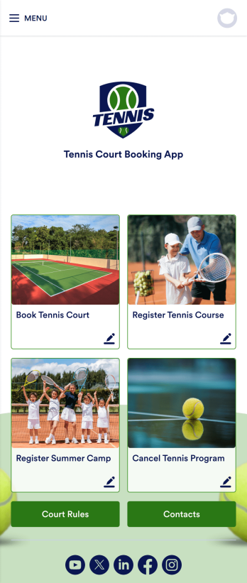 Tennis Court Booking App Template