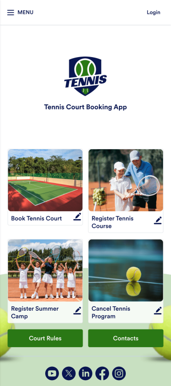 Tennis Court Booking App Template