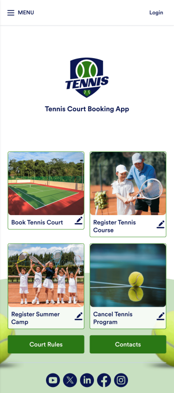 Tennis Court Booking App Template