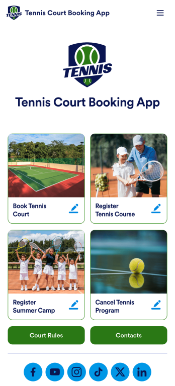 Tennis Court Booking App Template