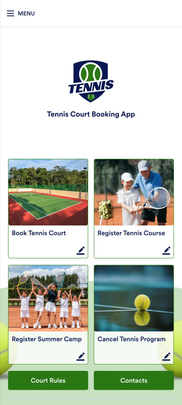 Tennis Court Booking App