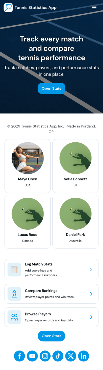 Tennis Statistics App Template
