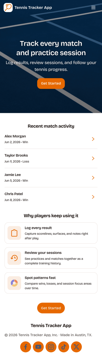 Tennis Tracker App Template