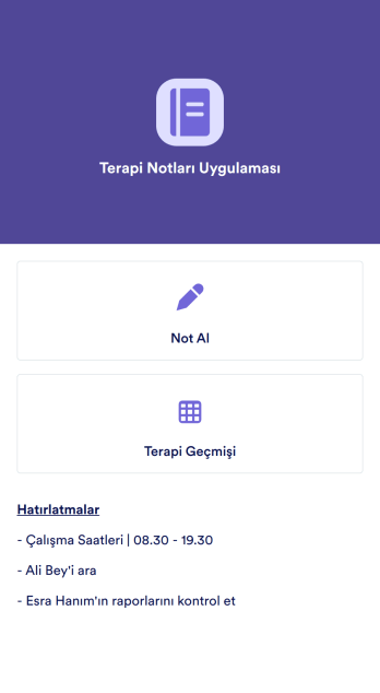 Terapi Notları Uygulaması Template