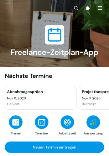 Terminplan-App für Freiberufler