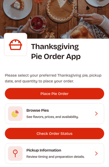 Thanksgiving Pie Order App Template