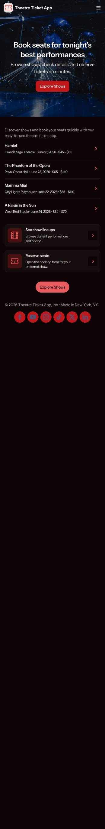 Theatre Ticket App Template