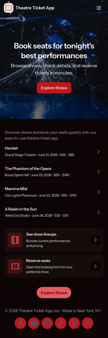 Theatre Ticket App Template