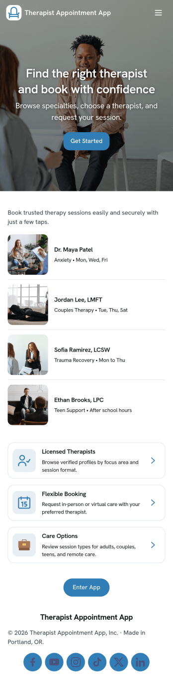 Therapist Appointment App Template