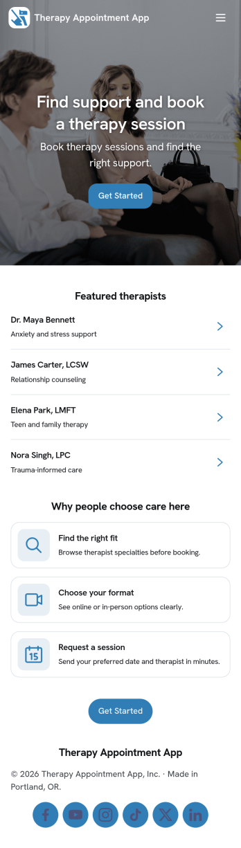 Therapy Appointment App Template