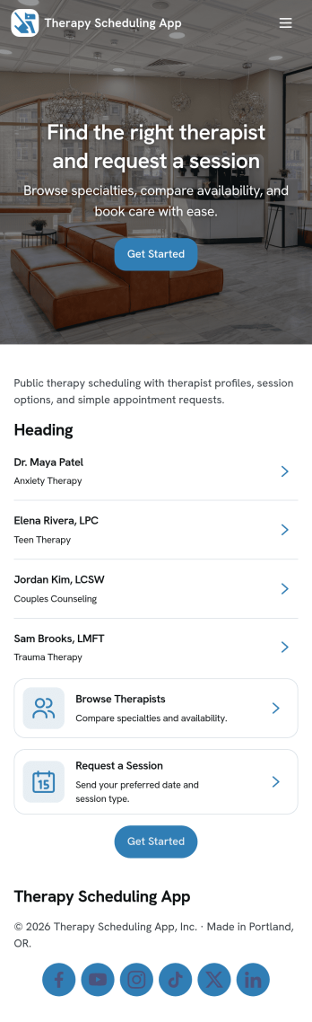 Therapy Scheduling App Template