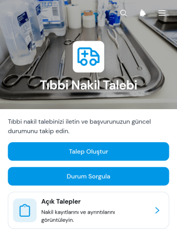 Tıbbi Nakil Talebi Uygulama Șablonu