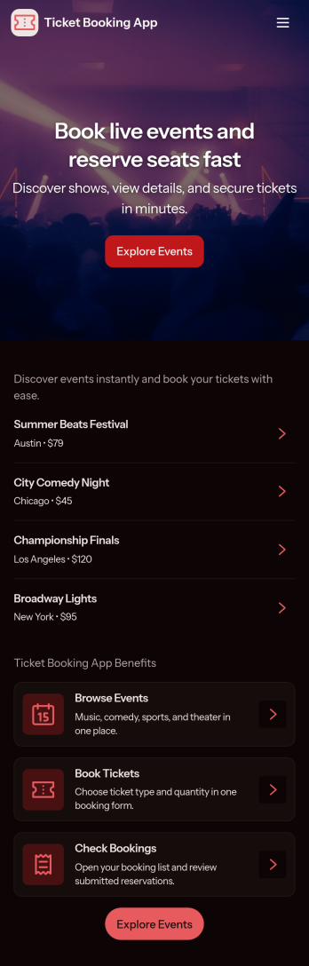 Ticket Booking App Template