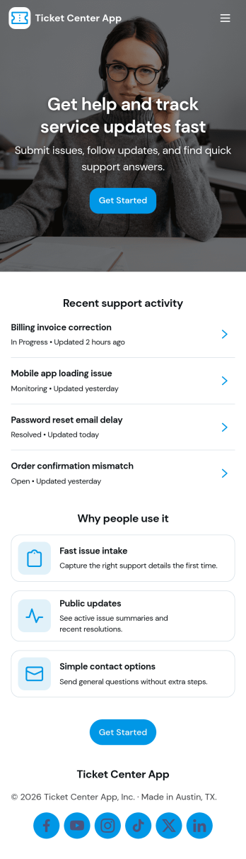 Ticket Center App Template