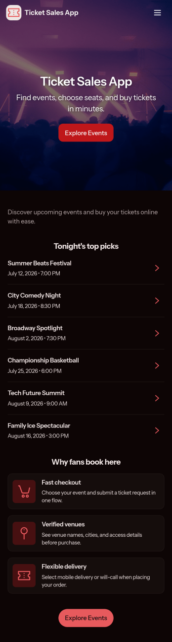 Ticket Sales App Template
