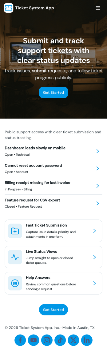 Ticket System App Template