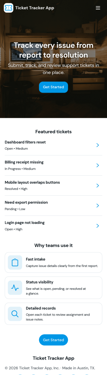 Ticket Tracker App Template