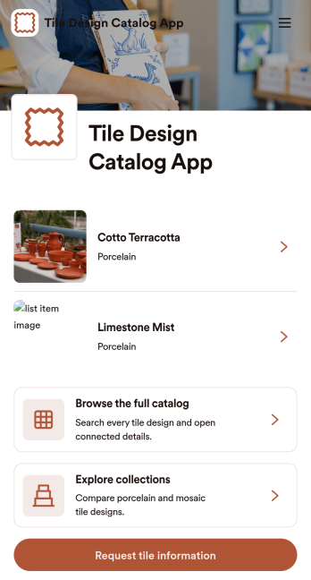 Tile Design Catalog App Template