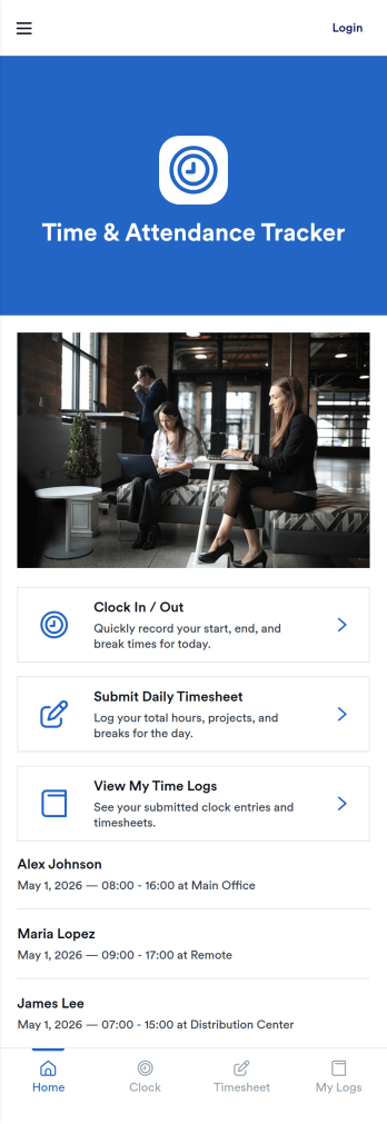 Time & Attendance Tracker App Template