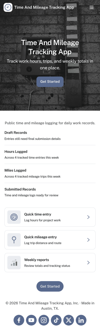 Time and Mileage Tracking App Template