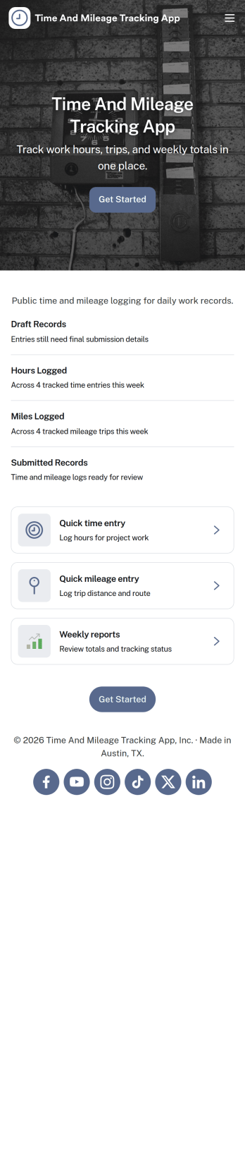 Time and Mileage Tracking App Template