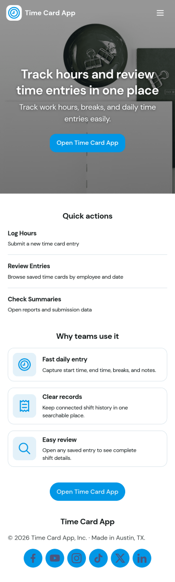 Time Card App Template