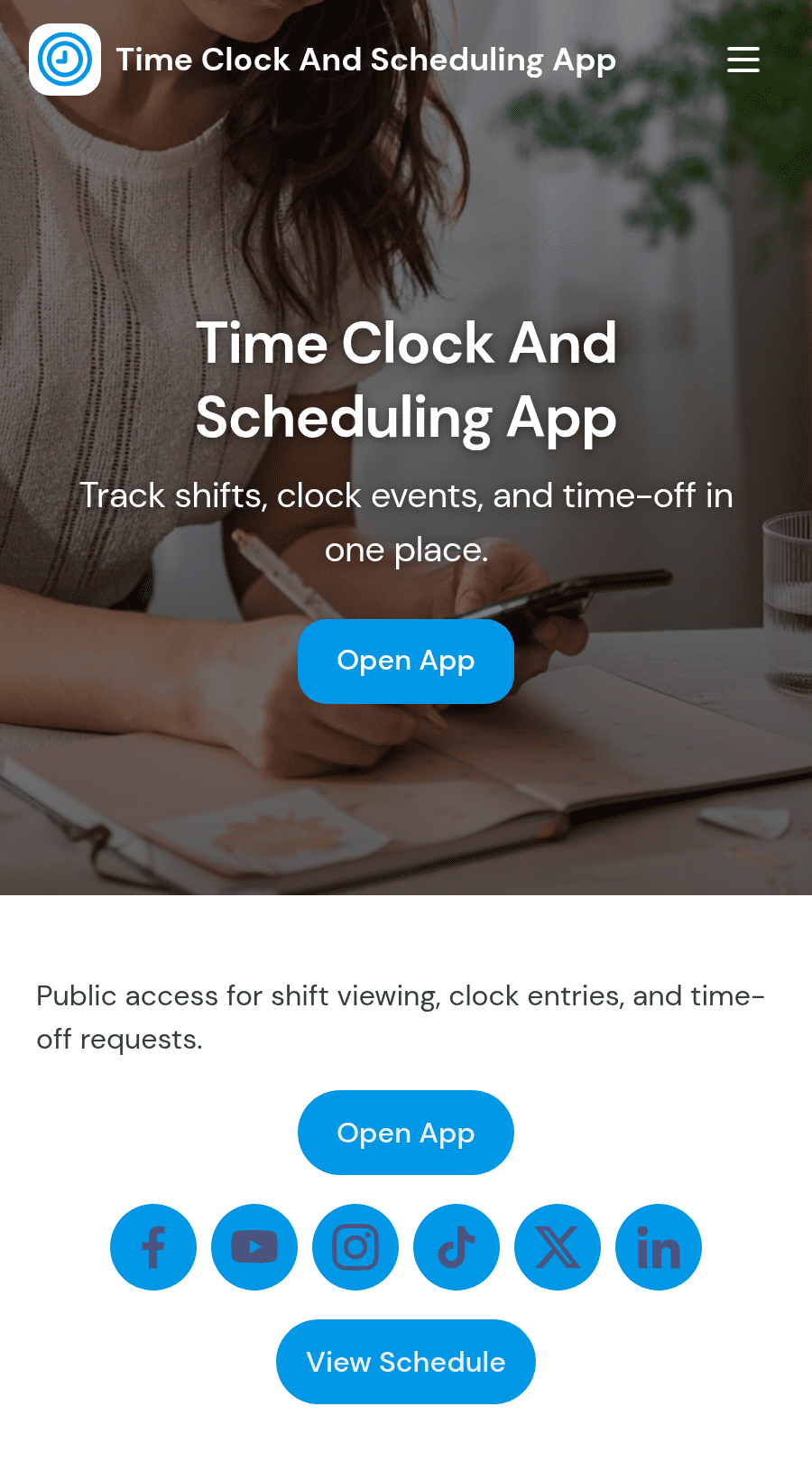 Time App Book Time Clock and Scheduling App Template | Jotform