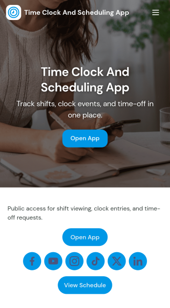 Time Clock and Scheduling App Template
