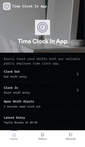 Time Clock In App Template