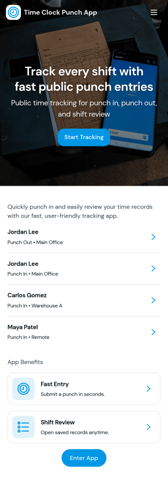 Time Clock Punch App Template