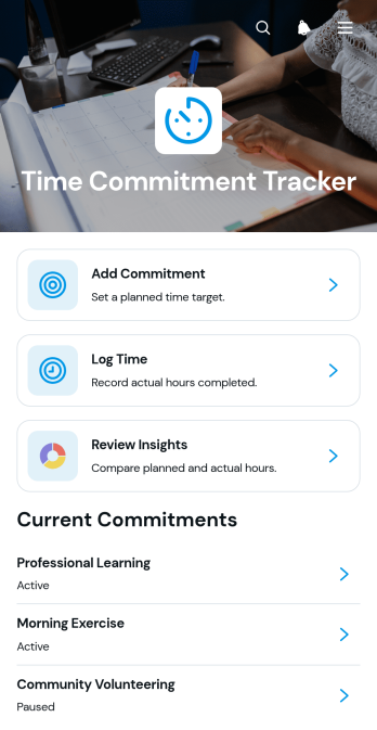 Time Commitment Tracker App Template