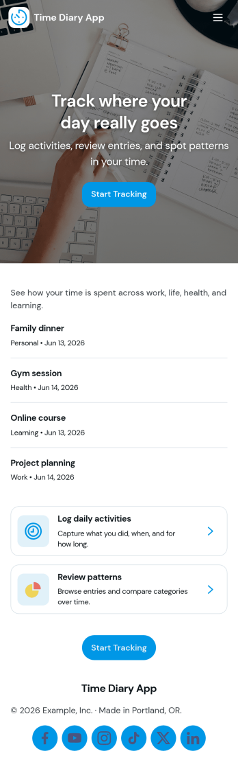 Time Diary App Template