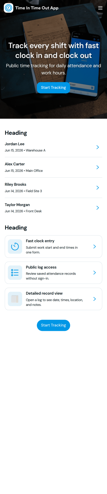 Time In Time Out App Template