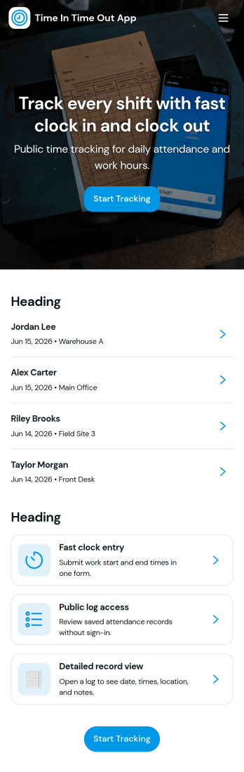 Time In Time Out App Template